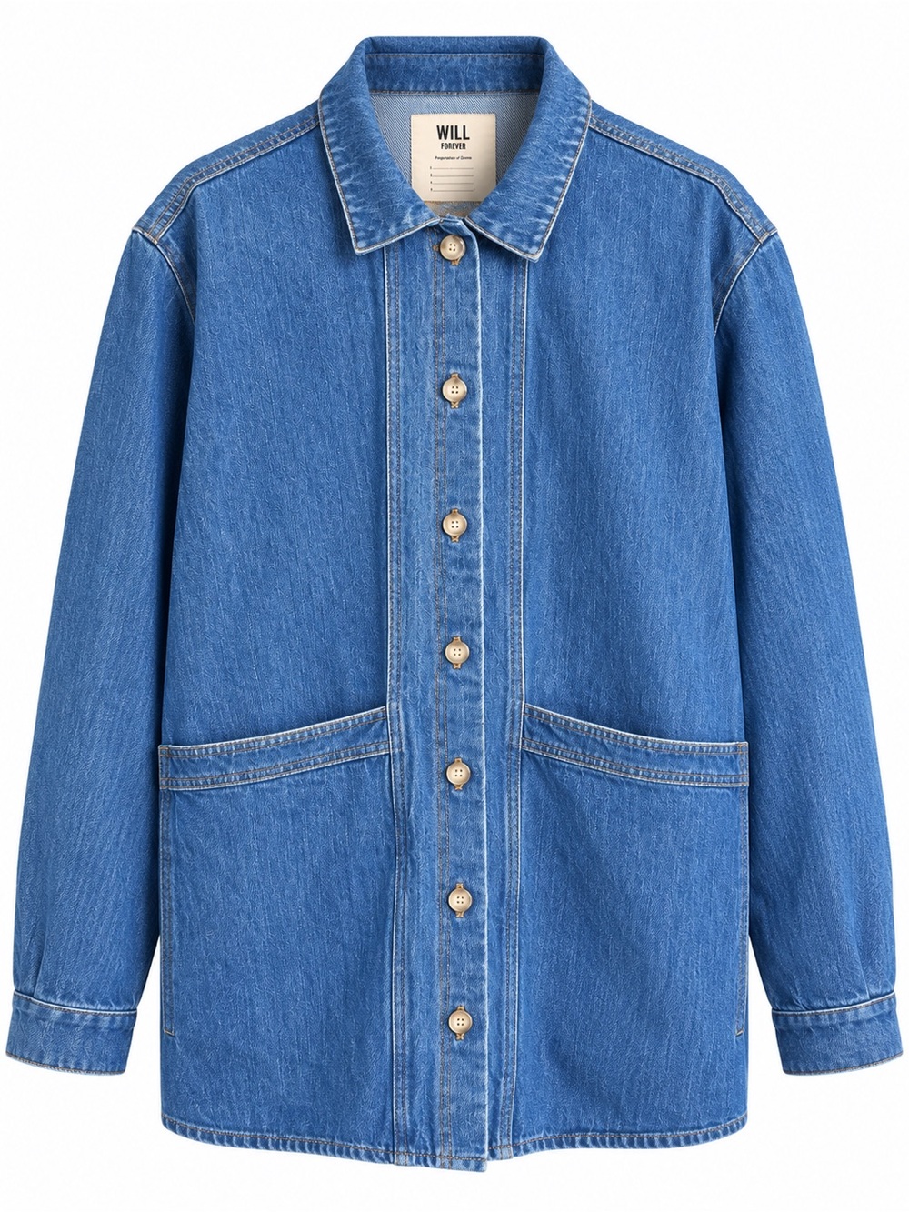 Sézane Will Denim Jacket / Overshirt Size XXL Medium Wash French Utility